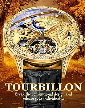 Amazon | メンズ ゴールド ラグジュアリー トゥールビヨン